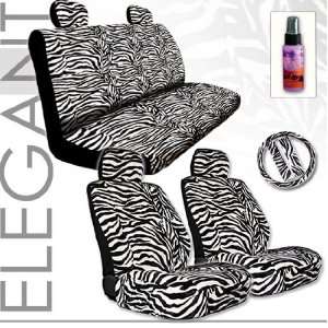  Zebra Print Front and Rear Seat Covers Set with Steering Wheel Cover 