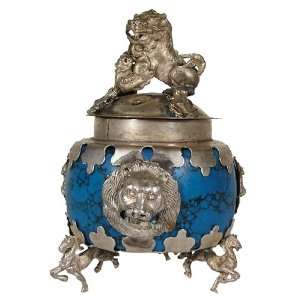  Foo Dogs Incense Burner Turquoise & Silver: Everything 