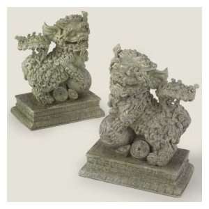  Mossy Stone Foo Dogs, Set of 2 (9 inches high) Patio 