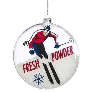  4.5 Fresh Powder Skiing Disc Shaped Christmas Ornament 