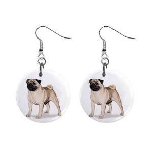  New Pug Standing Up Dog Pet Lover Jewelry Button Earrings 