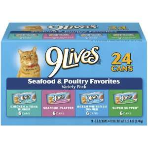 9Lives Seafood and Poultry Variety Pack, 24 Count  Grocery 