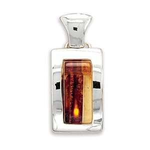  Sterling Silver Mosaic Multicolor Amber Pendant: West 