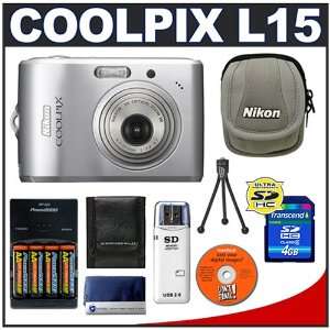  Nikon Coolpix L15 Digital Camera with 4GB SDHC Card 