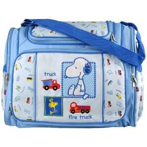 Blue Snoopy Large Baby Diaper Bag with Changing Pad + Plastic Wipes 