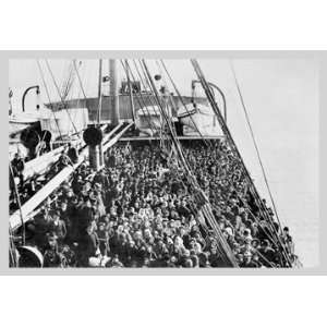  Crowd of Immigrants Standing on Deck 18X27 Giclee Paper 