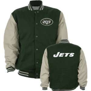 New York Jets Cotton Twill Classic Varsity Jacket: Sports 