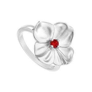  GF Bangkok Ruby Flower Ring : .925 Sterling Silver   0.10 