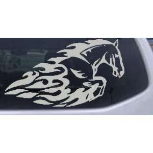 Silver 24in X 13.7in    Flaming Mustang Horse Animals Car Window Wall 