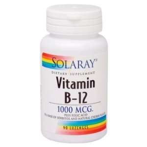  Solaray   Vitamin B 12 W Folic Acid, 1000 mcg, 90 lozenges 