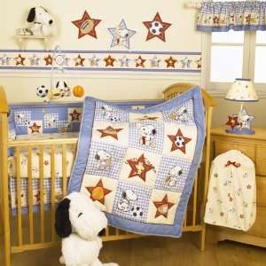  Originals Champ Snoopy 4 Piece Baby Crib Bedding Set, Blue: Baby