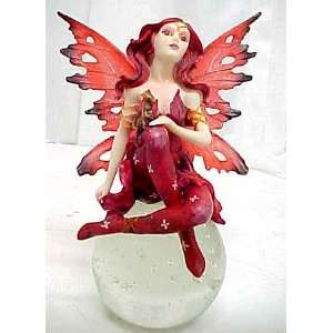  Red Winged Bubble Fairy Statue Figure: Home & Kitchen