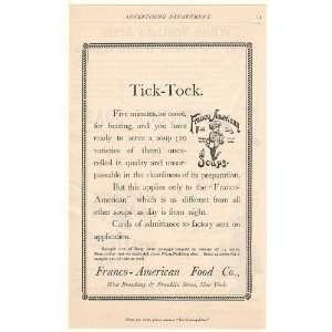  1892 Franco American Food Soup Trademark Tick Tock Print 