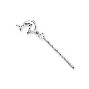 Sterling Silver 10 Inch Hollow 3 Dimensional Dolphin Anklet   Spring 