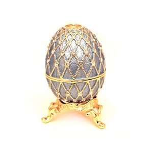  Jeweled Egg Trinket Box   Blue Jewelry