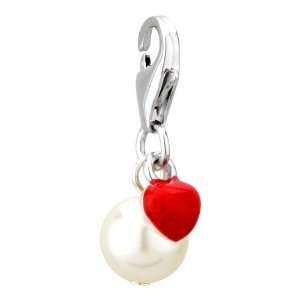  Amore Lavita(tm) Red Heart & Pearl Sterling Silver Clasp 