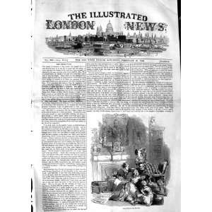  1846 FAMILY SCENE NEWS BATTLE INDIAN WAR OLD PRINT