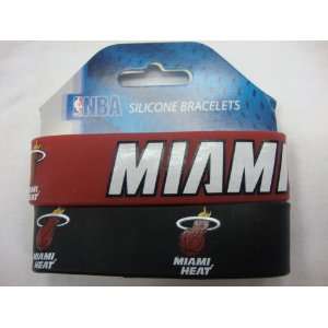  Miami Heat Silicone Rubber Wrist Bands Bracelets Set of 2 