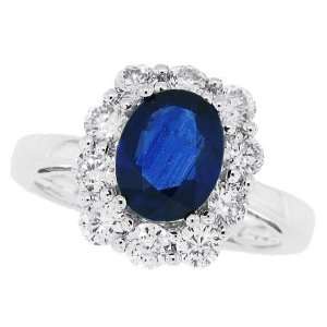  2.90Ct Genuine Oval Cut Sapphire and Diamond Ring in 14Kt 