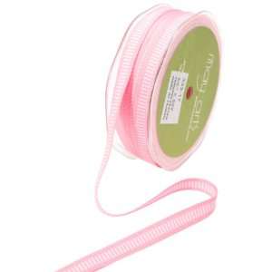 May Arts 3/8 Inch Wide Ribbon, Pink Grosgrain with White 