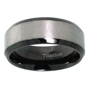  Titanium 5/16 (8mm) Beveled Edge Flat Ring Wedding Band w 