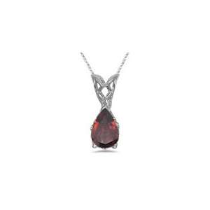  3.66 Cts Garnet Scroll Pendant in Platinum Jewelry