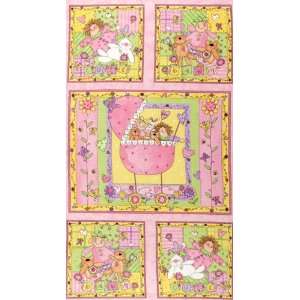  45 Wide Bouncing Baby Flannel Girl Panel Pink Fabric By 