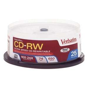  Verbatim CD R/W 16x 24x Ultraspeed Rewritable Discs (25 