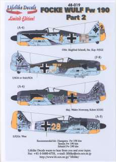 Lifelike Decals 1/48 FOCKE WULF Fw 190 Fighter Part 2  