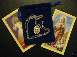 Divine Mercy Jesus Saint Medal with 24 inch Necklace  