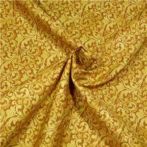 Robert Kaufman Gold on Dark Gold Tonal Elegant Scrollwork Cotton 
