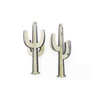  Natural Wood 3D Cactus Wooden Earrings GTJ Jewelry