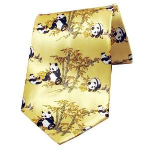  Chinese Gold Panda Silk Tie 