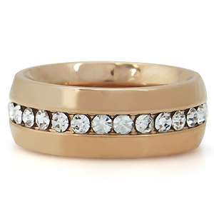 7MM White Crystal Copper Tone Stainless Steel Wedding Eternity Band 