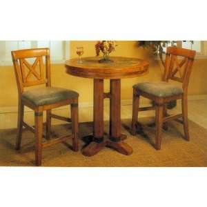  Santa Fe 3 Piece Bar Table Set in Caramel Oak: Furniture 