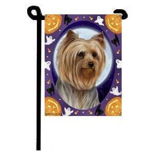 Yorkie Puppy Cut Halloween Garden Flag