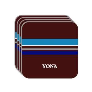 Personal Name Gift   YONA Set of 4 Mini Mousepad Coasters (blue 