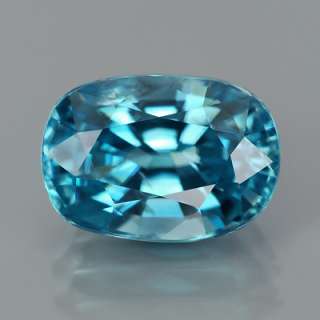   10x7mm. Oval Natural Gem Swimming Pool Blue Zircon, CAMBODIA  