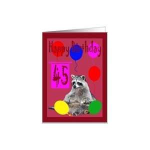  45th Birthday, Raccoon with balloons Card Toys & Games