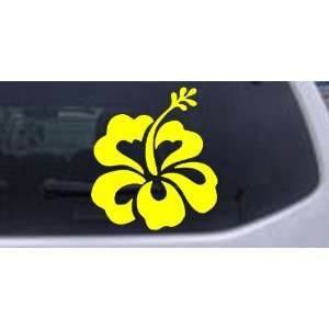 6in X 5.3in Yellow    Hibiscus Flower Car Window Wall Laptop Decal 