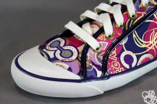 COACH Barrett Pop C Glaser Graffiti Purple Multi Sneakers Womens Shoes 