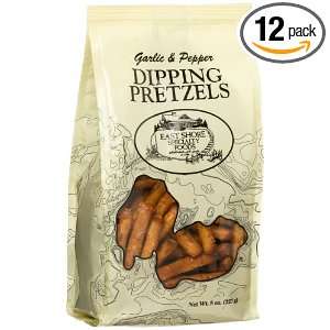 East Shore Dipping Pretzels, Garlic & Pepper, 8 Ounce Bags (Pack of 12 
