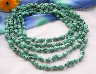 Long Nature 100inch 14MM Irregular blue turquoise necklace. I starting 