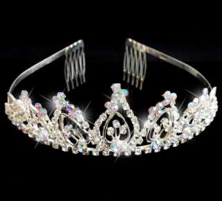 12 PCS mix style silver plated wedding bridal rhinestone acrylic tiara 