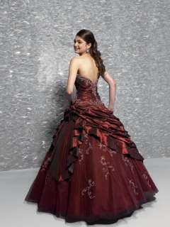 Wine Red Strapless bridal Dress Cocktail Gown Party Size :4 6 8 10 12 