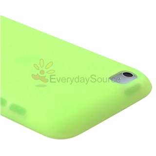 Neon Green Silicone Gel Skin Case Cover+Privacy Film for iPod Touch 