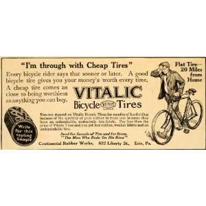  1915 Ad Vitalic Bicycle Tires Continental Rubber Works 