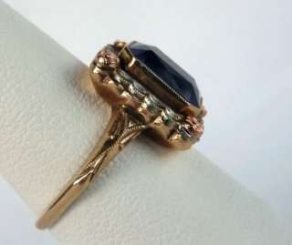 VINTAGE 10K YELLOW+ROSE GOLD ART DECO ALEXANDRITE AMETHYST RING 