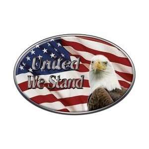 Oval United We Stand Decal with American Flag and Bald Eagle   2 h x 