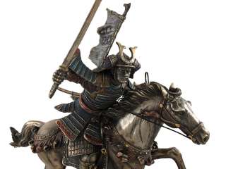 Samurai Battle Warrior On Horseback Statue Figure  